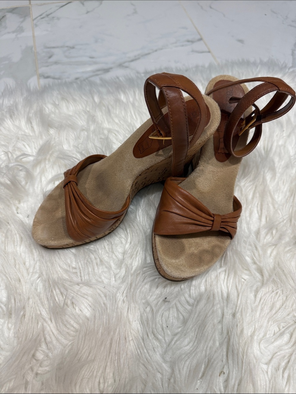 Brown Leather Knot-Front Women's Sandals